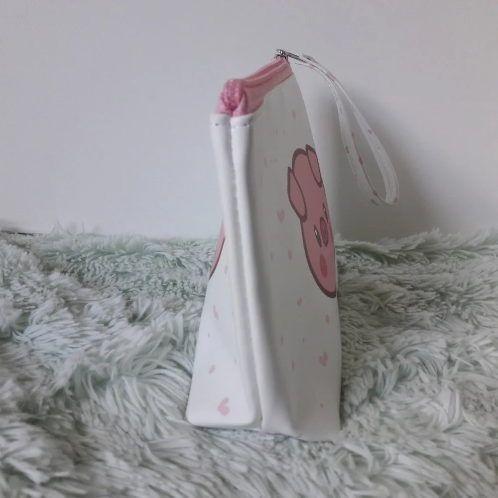 Pig and hearts cosmetic bag